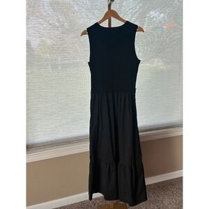 Isaac Mizrahi New York Black Maxi Dress‎ Sleeveless Ribbed Tiered Casual